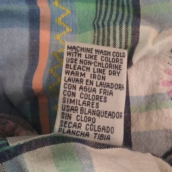 Vintage Cabin Creek Blue Plaid Heart Motif Soft Girl Button Front Shirt Medium - Picture 6 of 7